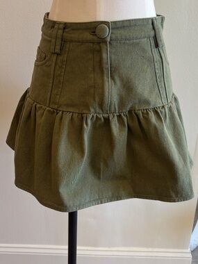 Loveshack Fancy Army green skirt, Size 4